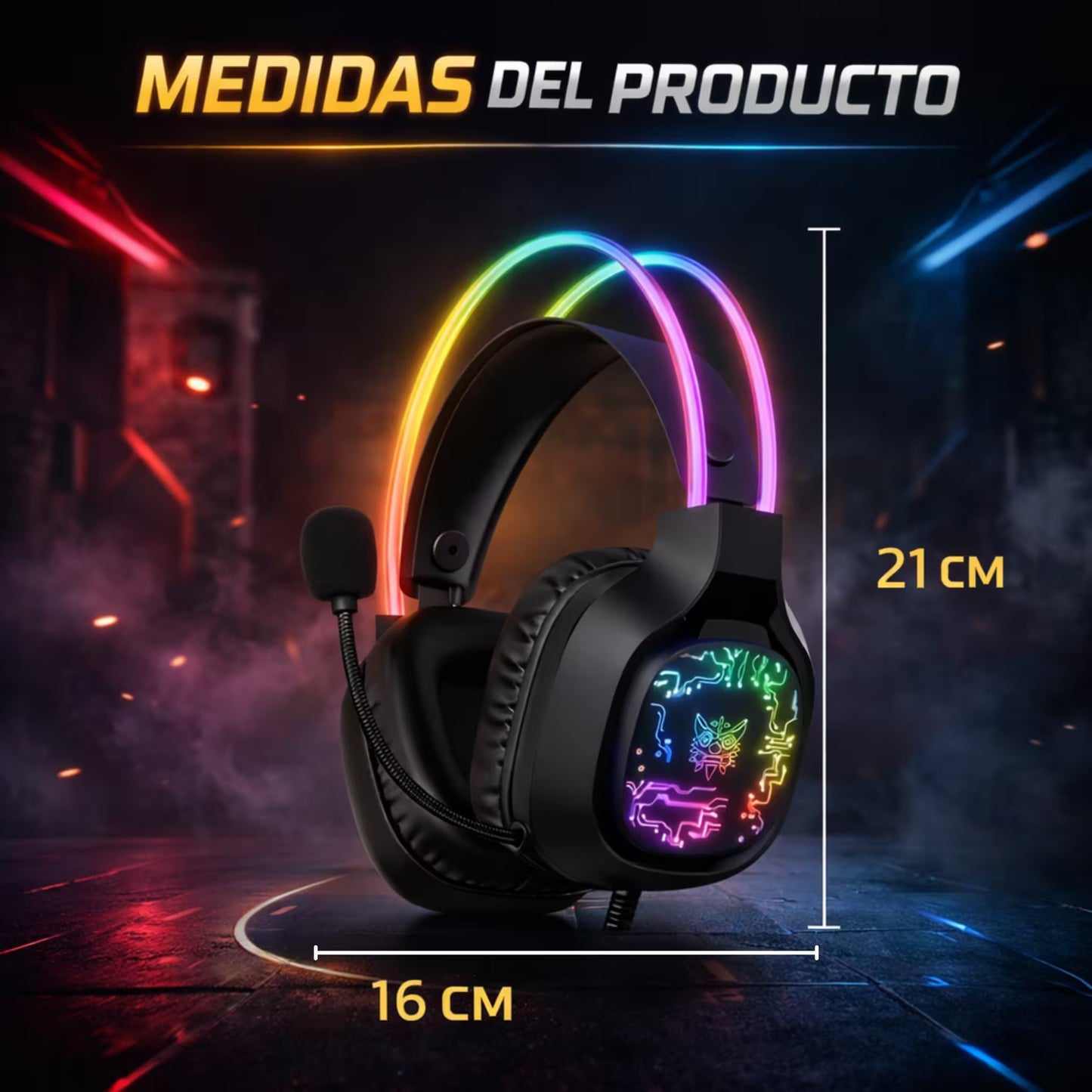 Diadema Gamer ONIKUMA X22 RGB Negra - Audio Estéreo 50mm