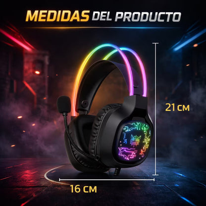 Diadema Gamer ONIKUMA X22 RGB Negra - Audio Estéreo 50mm
