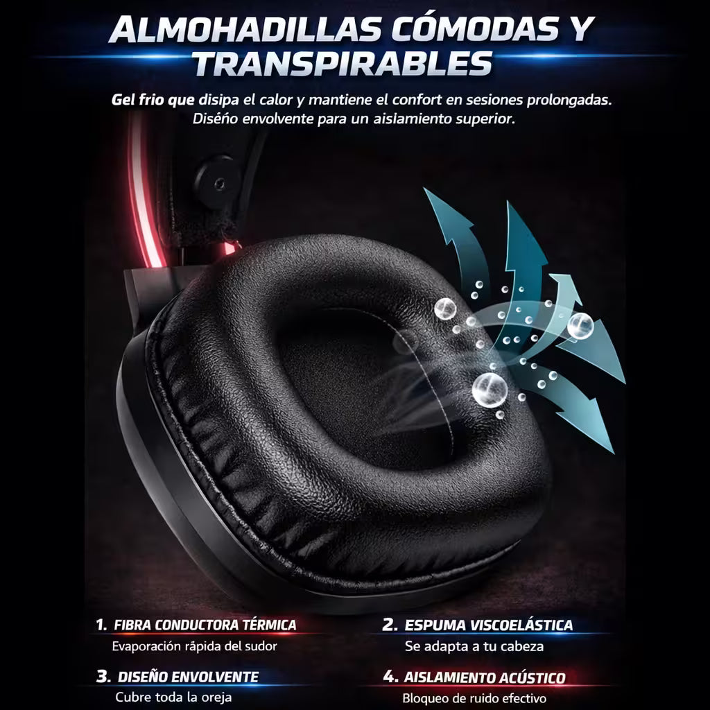 Diadema Gamer ONIKUMA X22 RGB Negra - Audio Estéreo 50mm