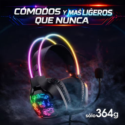 Diadema Gamer ONIKUMA X22 RGB Negra - Audio Estéreo 50mm