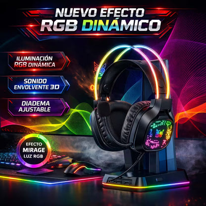Diadema Gamer ONIKUMA X22 RGB Negra - Audio Estéreo 50mm