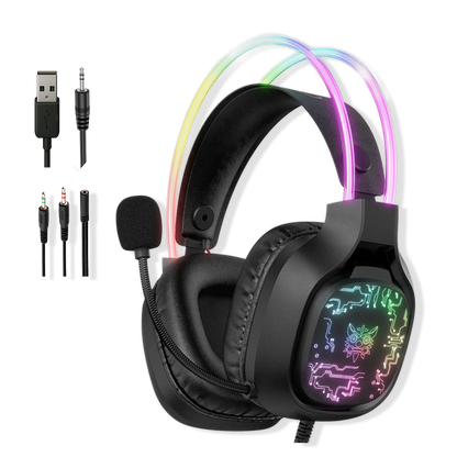 Diadema Gamer ONIKUMA X22 RGB Negra - Audio Estéreo 50mm