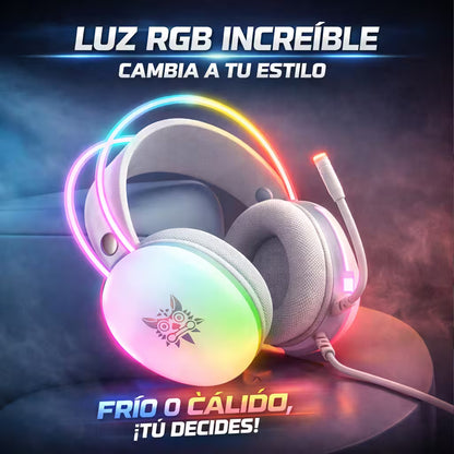 Diadema Gamer ONIKUMA X25 RGB Blanco - Audio Estéreo 3D 50mm