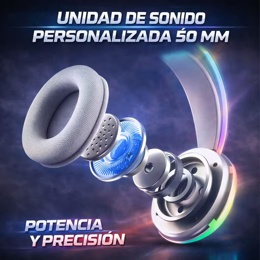 Diadema Gamer ONIKUMA X25 RGB Blanco - Audio Estéreo 3D 50mm