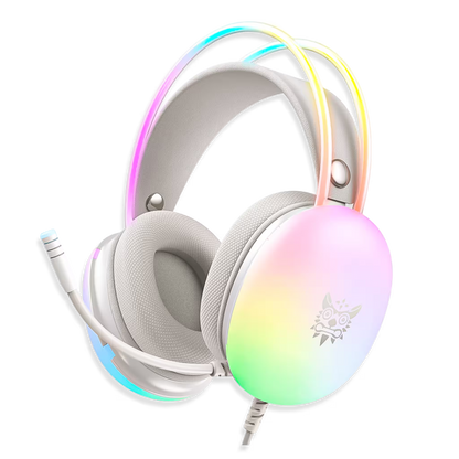 Diadema Gamer ONIKUMA X25 RGB Blanco - Audio Estéreo 3D 50mm