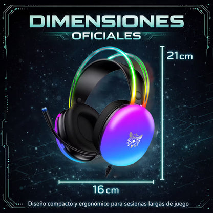 Diadema Gamer ONIKUMA X25 RGB Negra – Drivers 50mm | Audio Estéreo 3D | Mic Omnidireccional