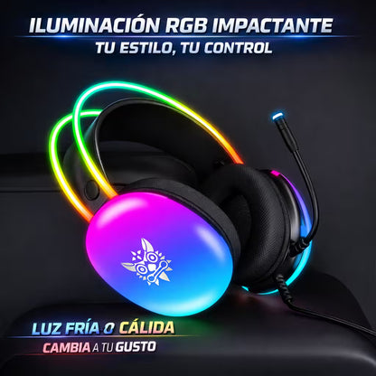 Diadema Gamer ONIKUMA X25 RGB Negra – Drivers 50mm | Audio Estéreo 3D | Mic Omnidireccional