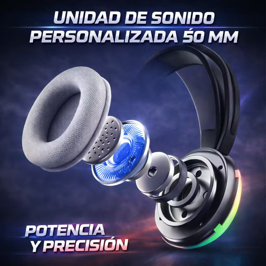 Diadema Gamer ONIKUMA X25 RGB Negra – Drivers 50mm | Audio Estéreo 3D | Mic Omnidireccional