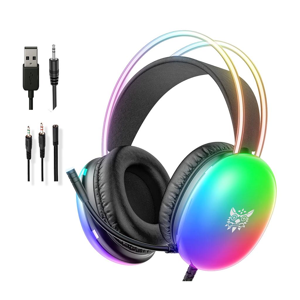 Diadema Gamer ONIKUMA X25 RGB Negra – Drivers 50mm | Audio Estéreo 3D | Mic Omnidireccional