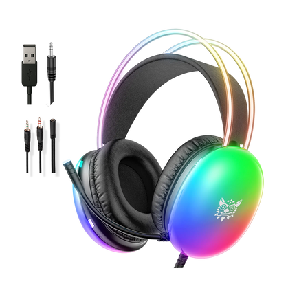 Diadema Gamer ONIKUMA X25 RGB Negra – Drivers 50mm | Audio Estéreo 3D | Mic Omnidireccional