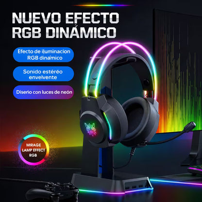 Diadema Gamer ONIKUMA X26 LED Negra - Audio 50mm Controles Multifuncionales