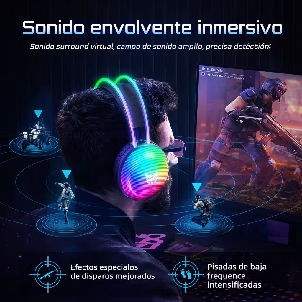 Diadema Gamer ONIKUMA X29 RGB - Audio 50mm Sonido Envolvente - vista 6 diadema gamer audífonos
