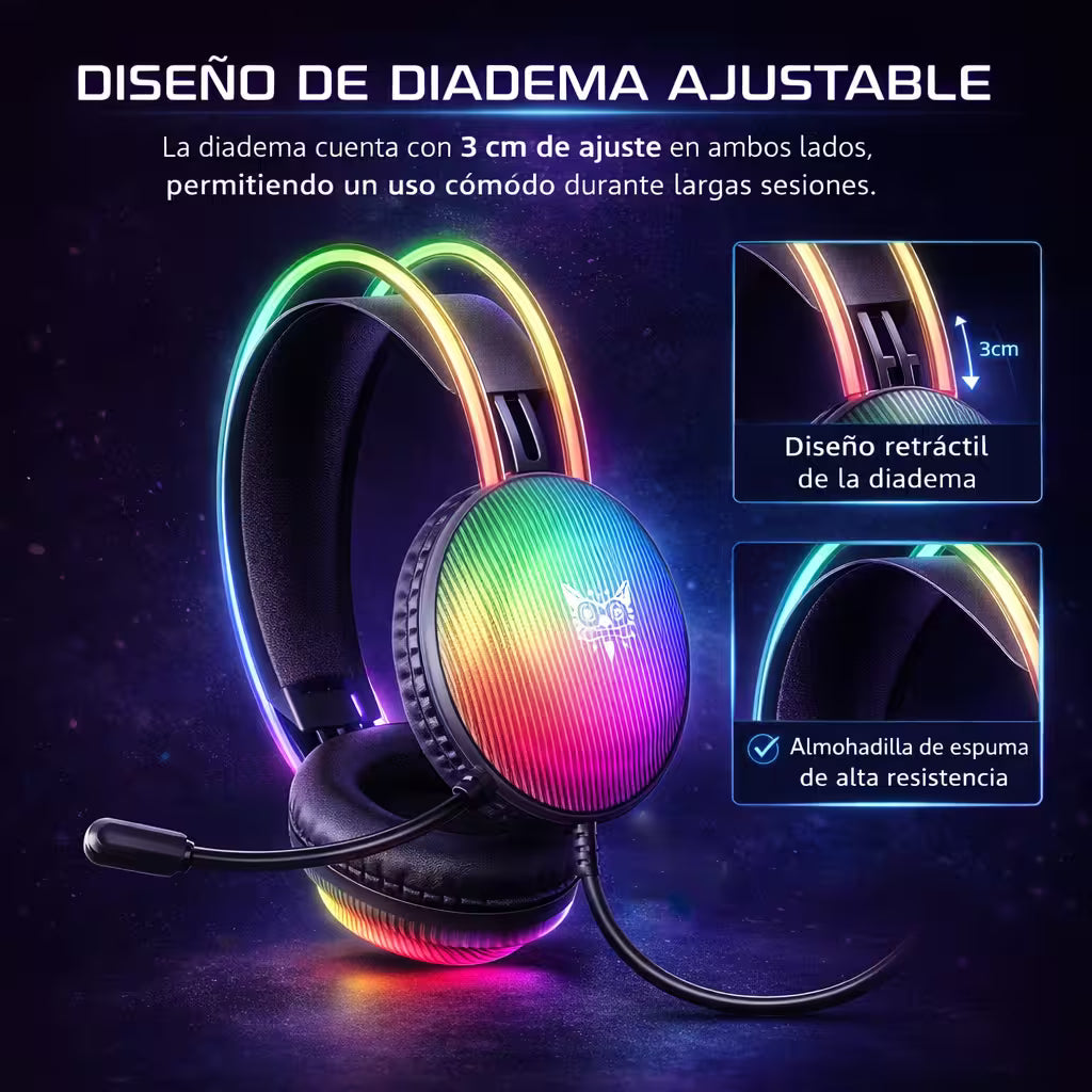 Diadema Gamer ONIKUMA X29 RGB - Audio 50mm Sonido Envolvente - vista 8 diadema gamer audífonos