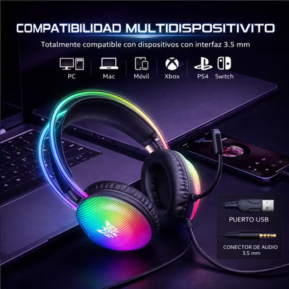 Diadema Gamer ONIKUMA X29 RGB - Audio 50mm Sonido Envolvente - vista 9 diadema gamer audífonos