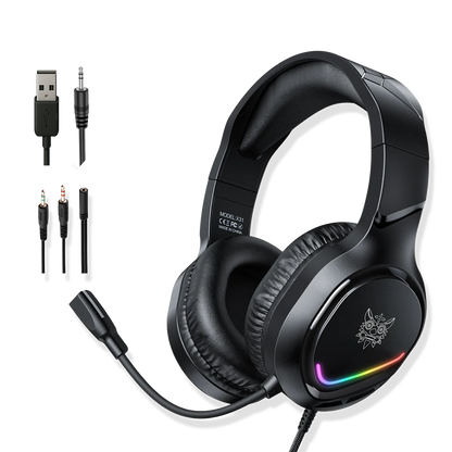 Diadema Gamer ONIKUMA X31 RGB Negra – Drivers 50mm | Mic Flexible 360° | Cable 2.1m