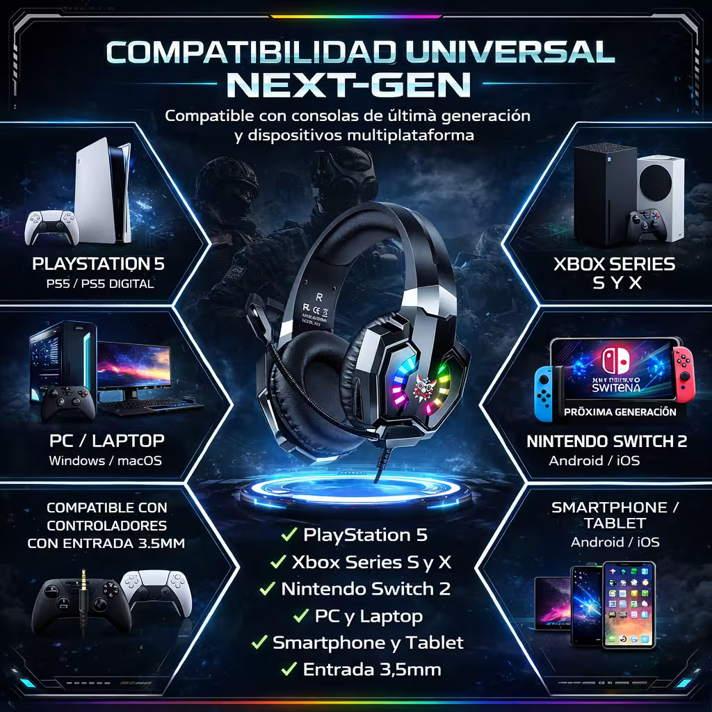 Diadema Gamer ONIKUMA X32 RGB - Audio Estéreo 50mm