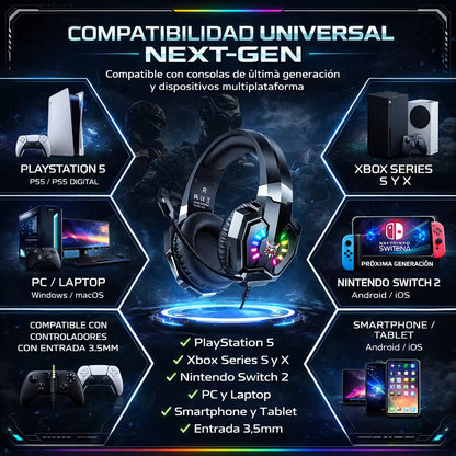 Diadema Gamer ONIKUMA X32 RGB - Audio Estéreo 50mm