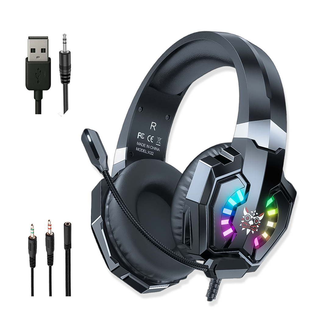 Diadema Gamer ONIKUMA X32 RGB – Drivers 50mm | Mic Flexible | Cable 2m | Universal
