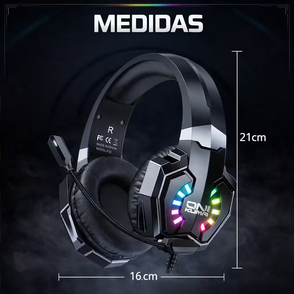 Diadema Gamer ONIKUMA X32 RGB - Audio Estéreo 50mm