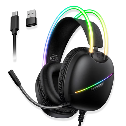 Diadema Gamer ONIKUMA X33 RGB Negra – Drivers 50mm | USB-C | Mic Cancelación Ruido