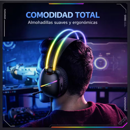Diadema Gamer ONIKUMA X33 RGB Negra – Drivers 50mm | USB-C | Mic Cancelación Ruido