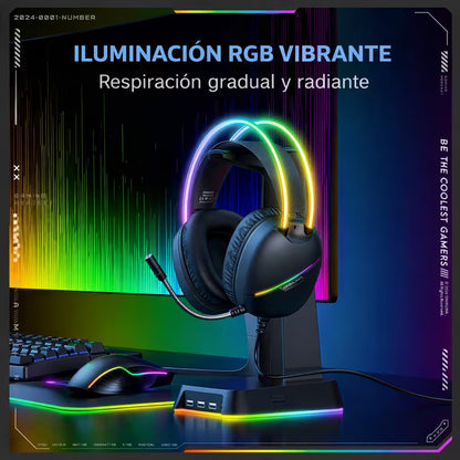 Diadema Gamer ONIKUMA X33 RGB Negra – Drivers 50mm | USB-C | Mic Cancelación Ruido