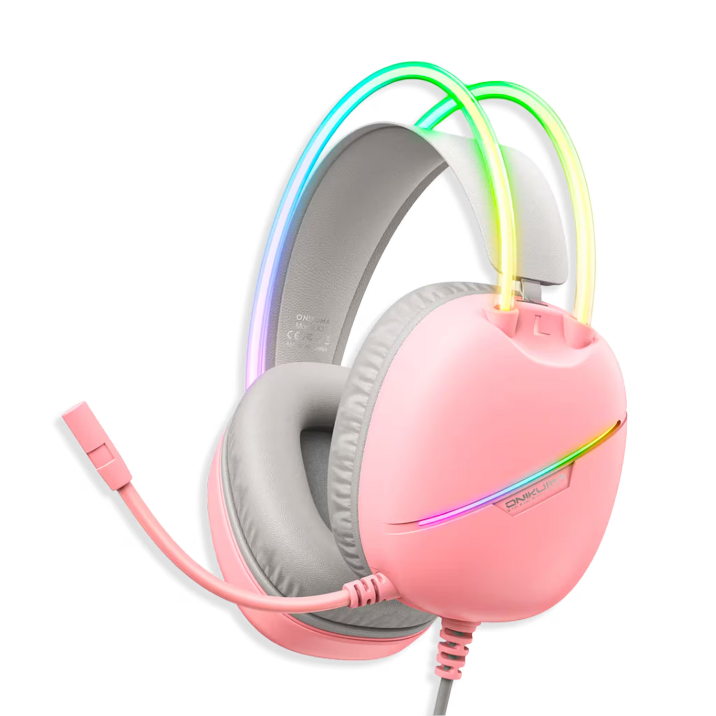 Diadema Gamer ONIKUMA X33 RGB Rosada Type-C - Audio Alta Fidelidad 50mm Para Ellas