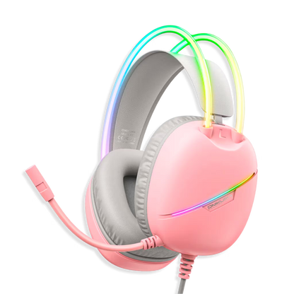 Diadema Gamer ONIKUMA X33 RGB Rosada Type-C - Audio Alta Fidelidad 50mm Para Ellas