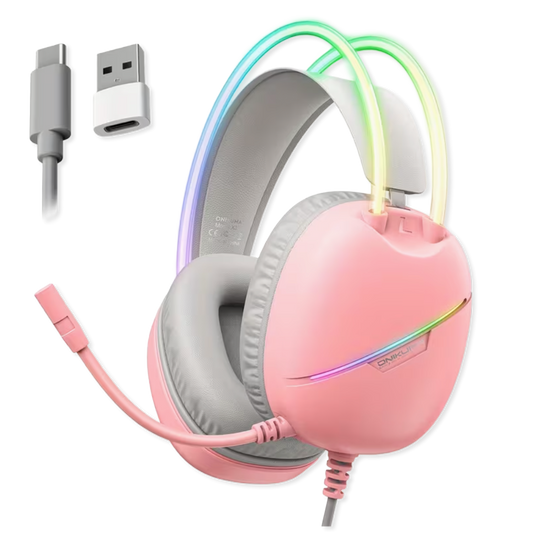 Diadema Gamer ONIKUMA X33 RGB Rosada – Drivers 50mm | USB-C | Mic Cancelación Ruido | Para Ellas