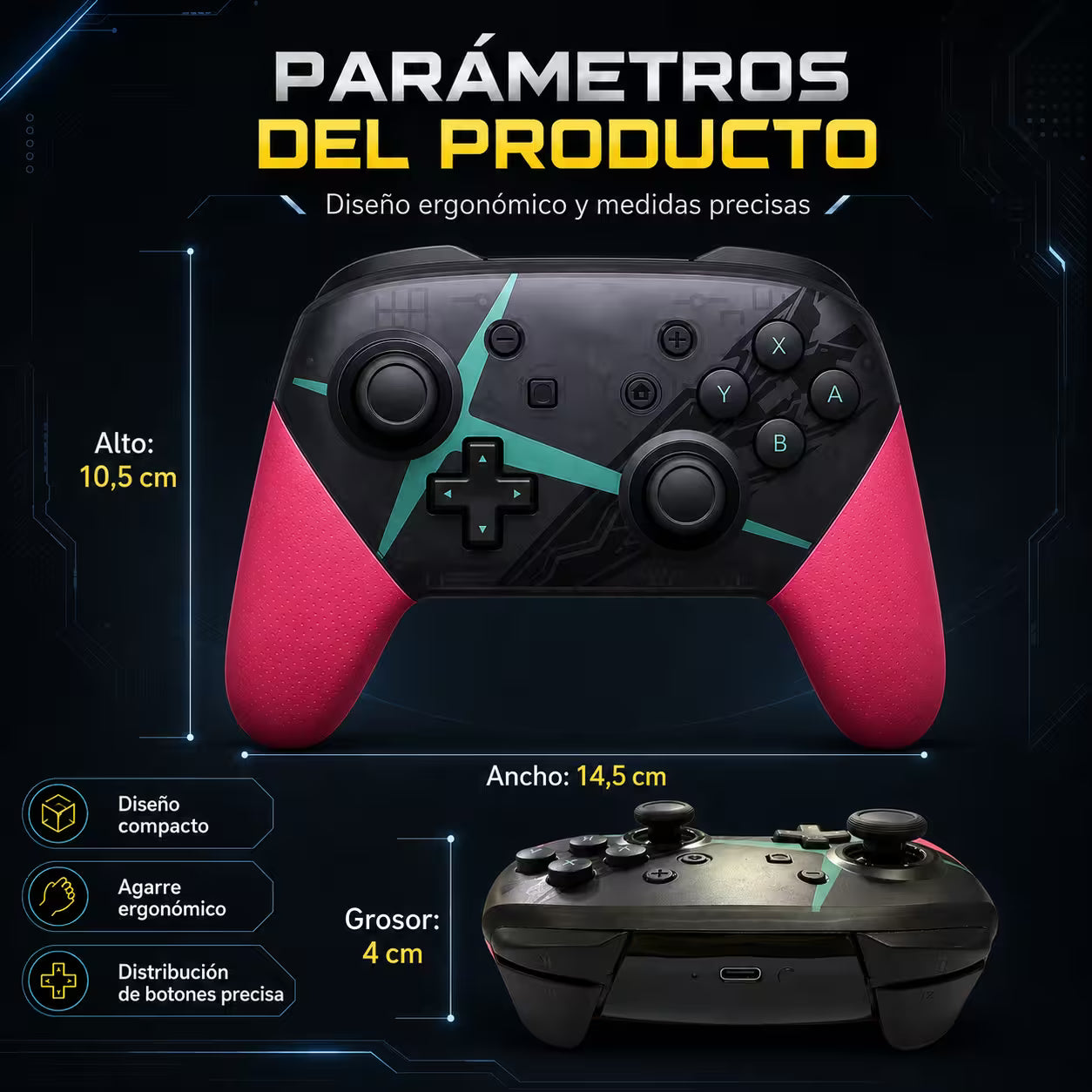 Control Pro Genérico Nintendo Switch - Edición Xenoblade Chronicles | Bluetooth Vibración Dual Giroscopio | 8H