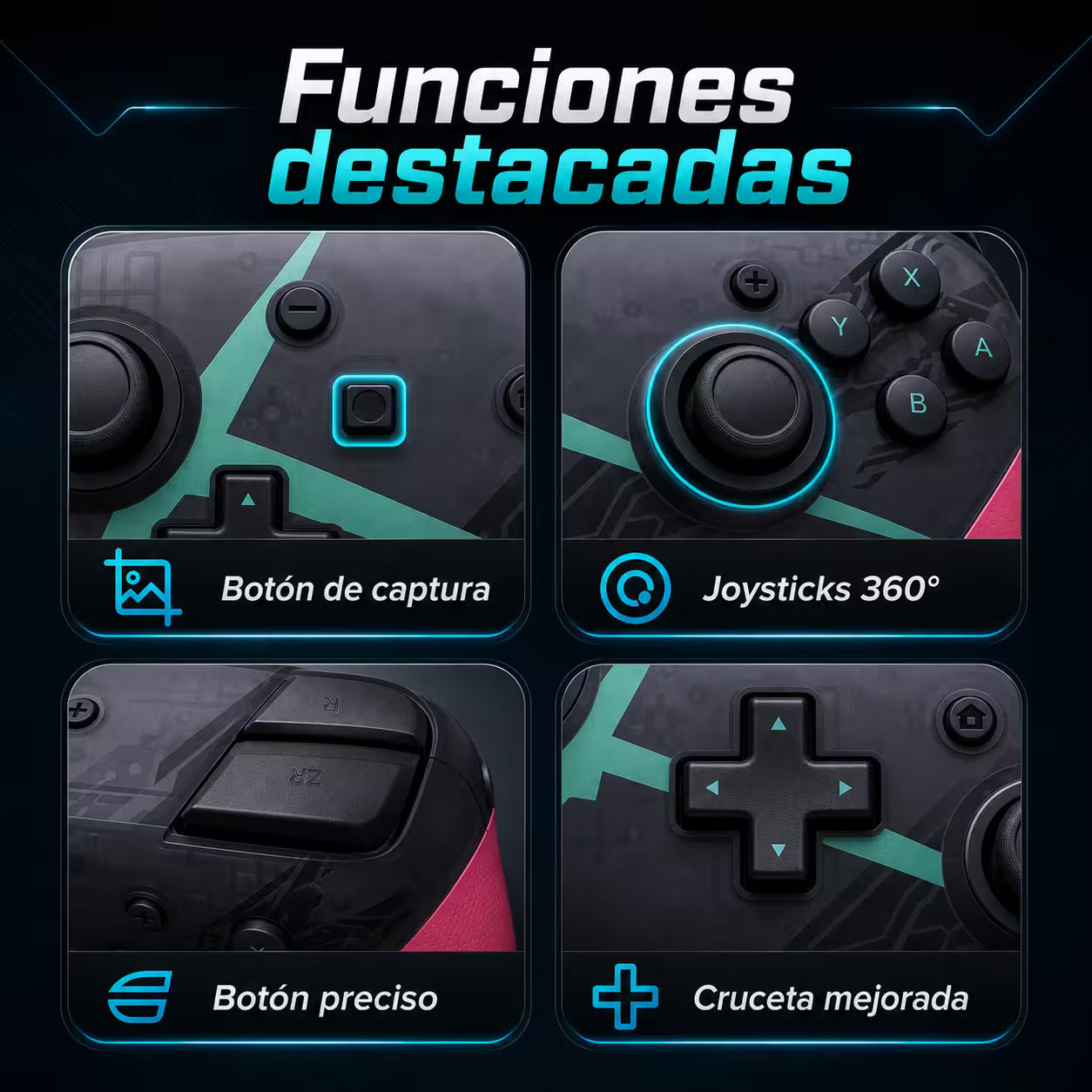 Control Pro Genérico Nintendo Switch - Edición Xenoblade Chronicles | Bluetooth Vibración Dual Giroscopio | 8H