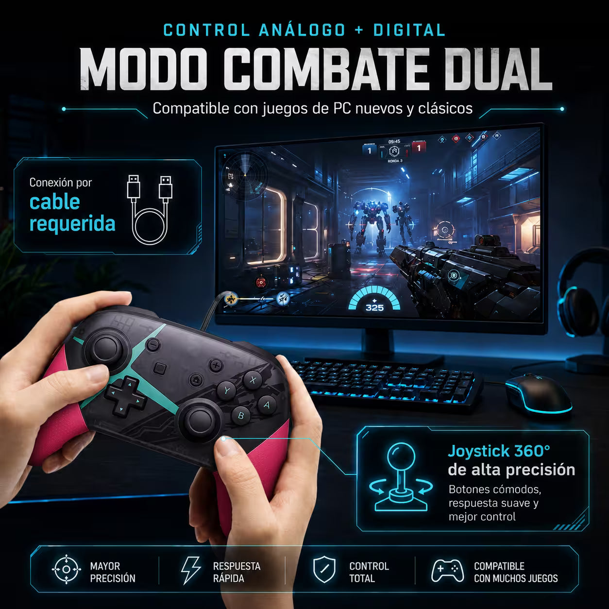 Control Pro Genérico Nintendo Switch - Edición Xenoblade Chronicles | Bluetooth Vibración Dual Giroscopio | 8H