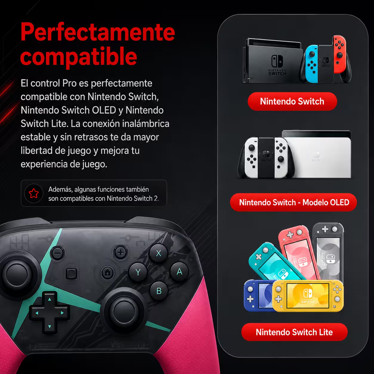 Control Pro Genérico Nintendo Switch - Edición Xenoblade Chronicles | Bluetooth Vibración Dual Giroscopio | 8H