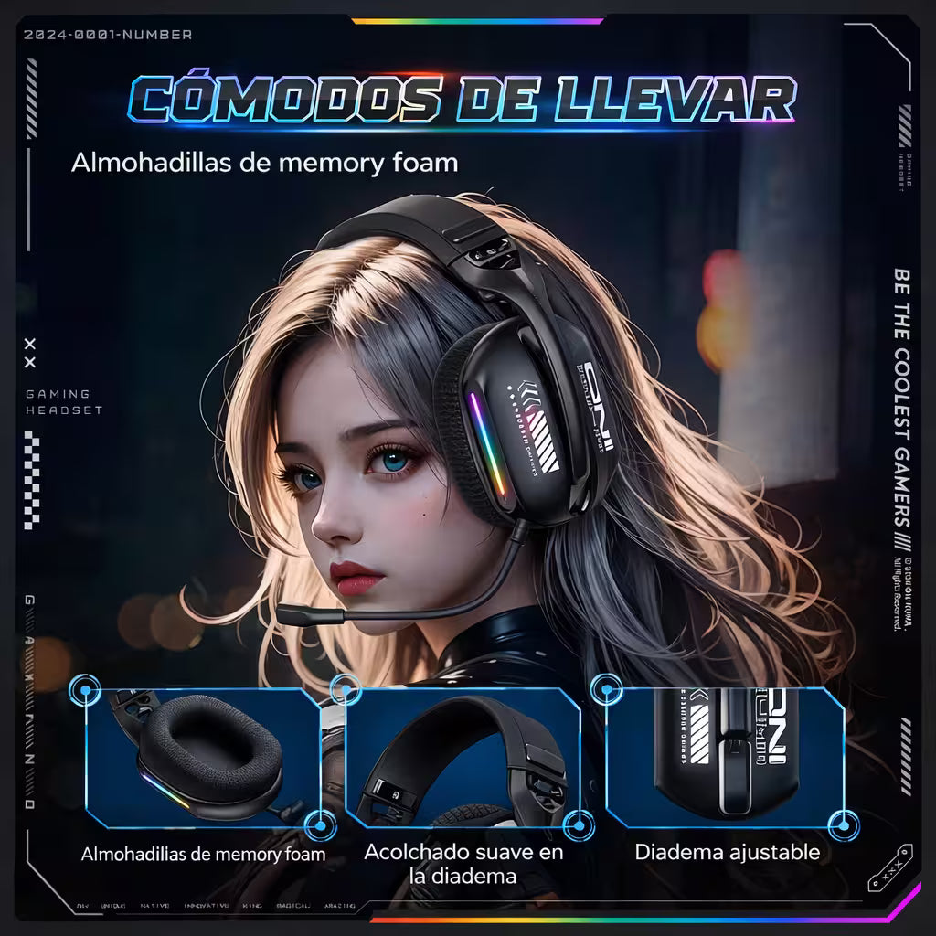 Diadema Gamer ONIKUMA X12 RGB - Audio Alta Fidelidad 40mm Micrófono 360°