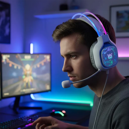 Diadema Gamer ONIKUMA X22 RGB Blanca - Audio Estéreo 50mm