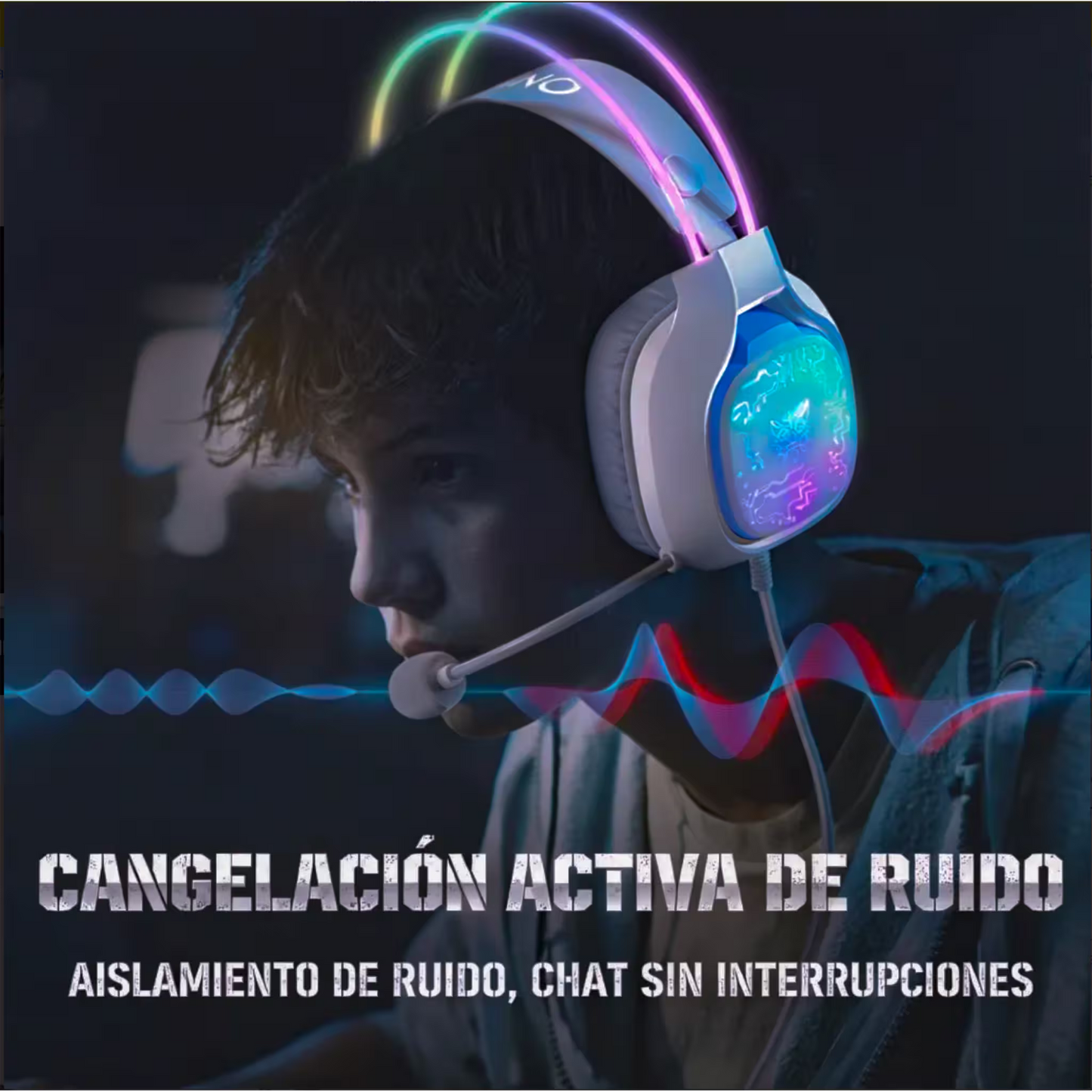 Diadema Gamer ONIKUMA X22 RGB Blanca - Audio Estéreo 50mm