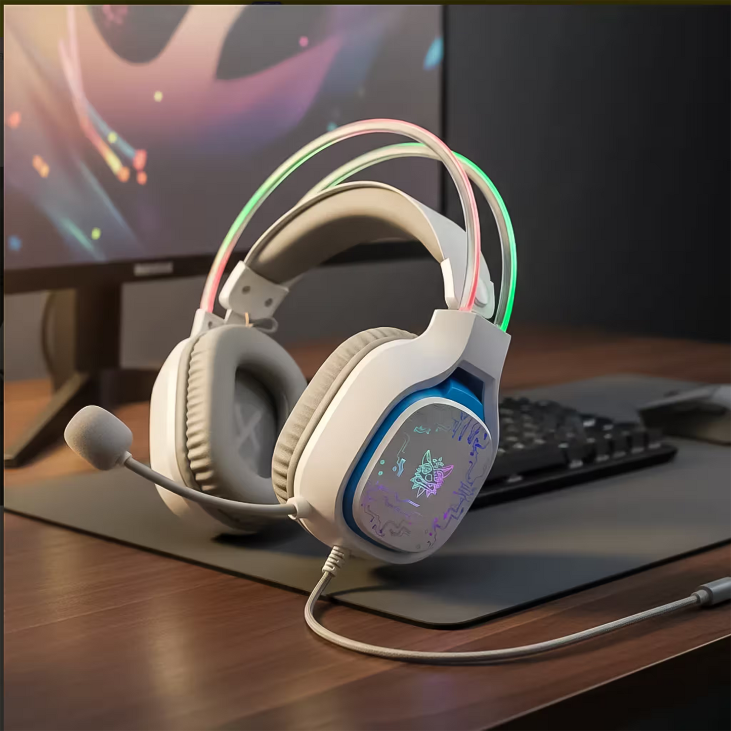 Diadema Gamer ONIKUMA X22 RGB Blanca - Audio Estéreo 50mm