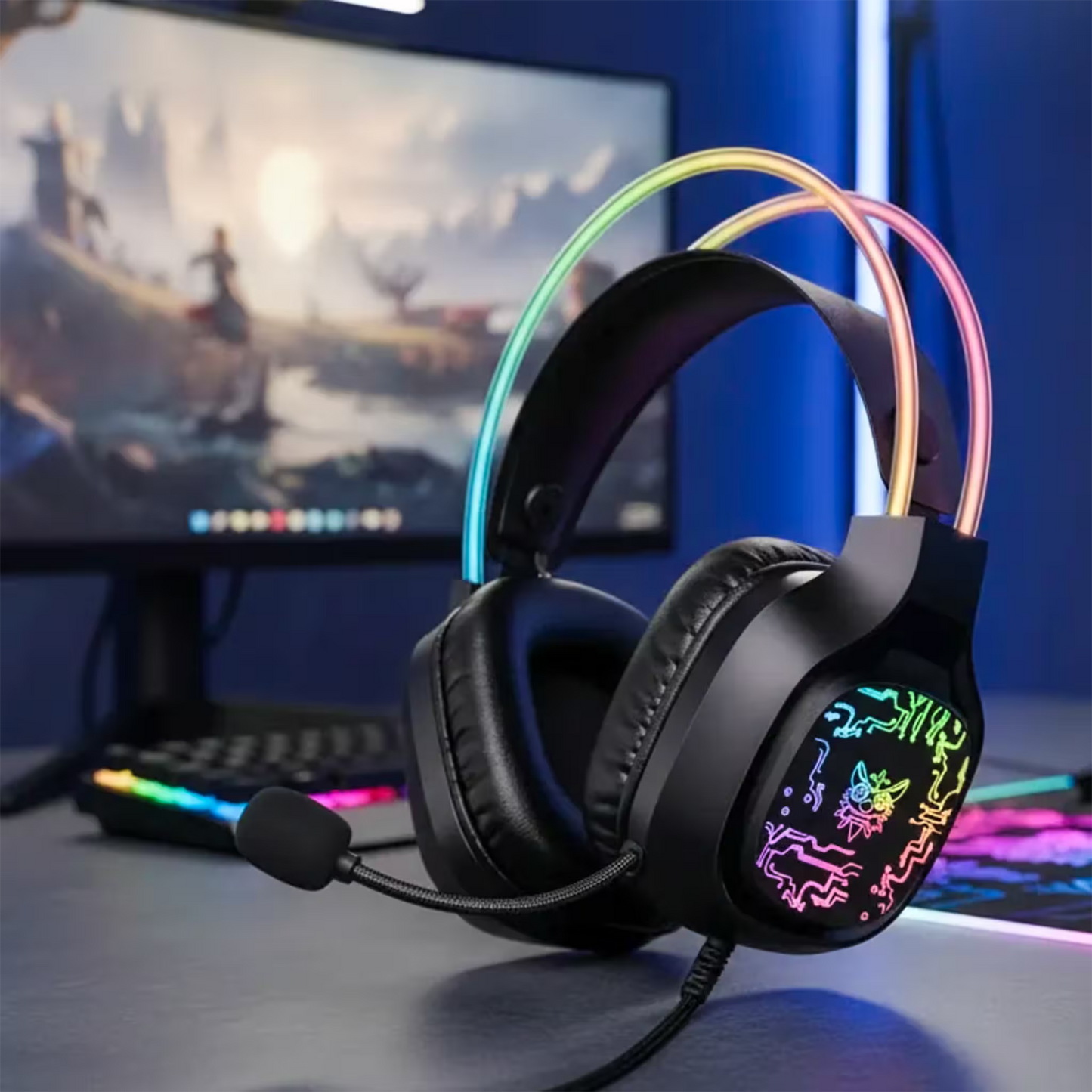 Diadema Gamer ONIKUMA X22 RGB Negra - Audio Estéreo 50mm
