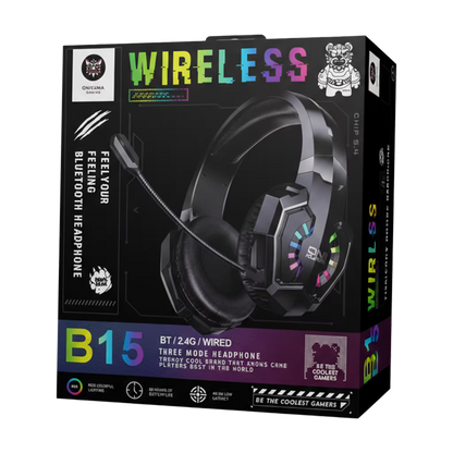 Diadema Gamer Inalámbrica ONIKUMA B15 RGB - 3 Modos Conexión 60H Batería Latencia 40ms