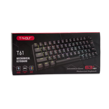 Teclado Mecánico T-Wolf T61 Pro-Gamer | 63 Teclas RGB Anti-Ghosting USB
