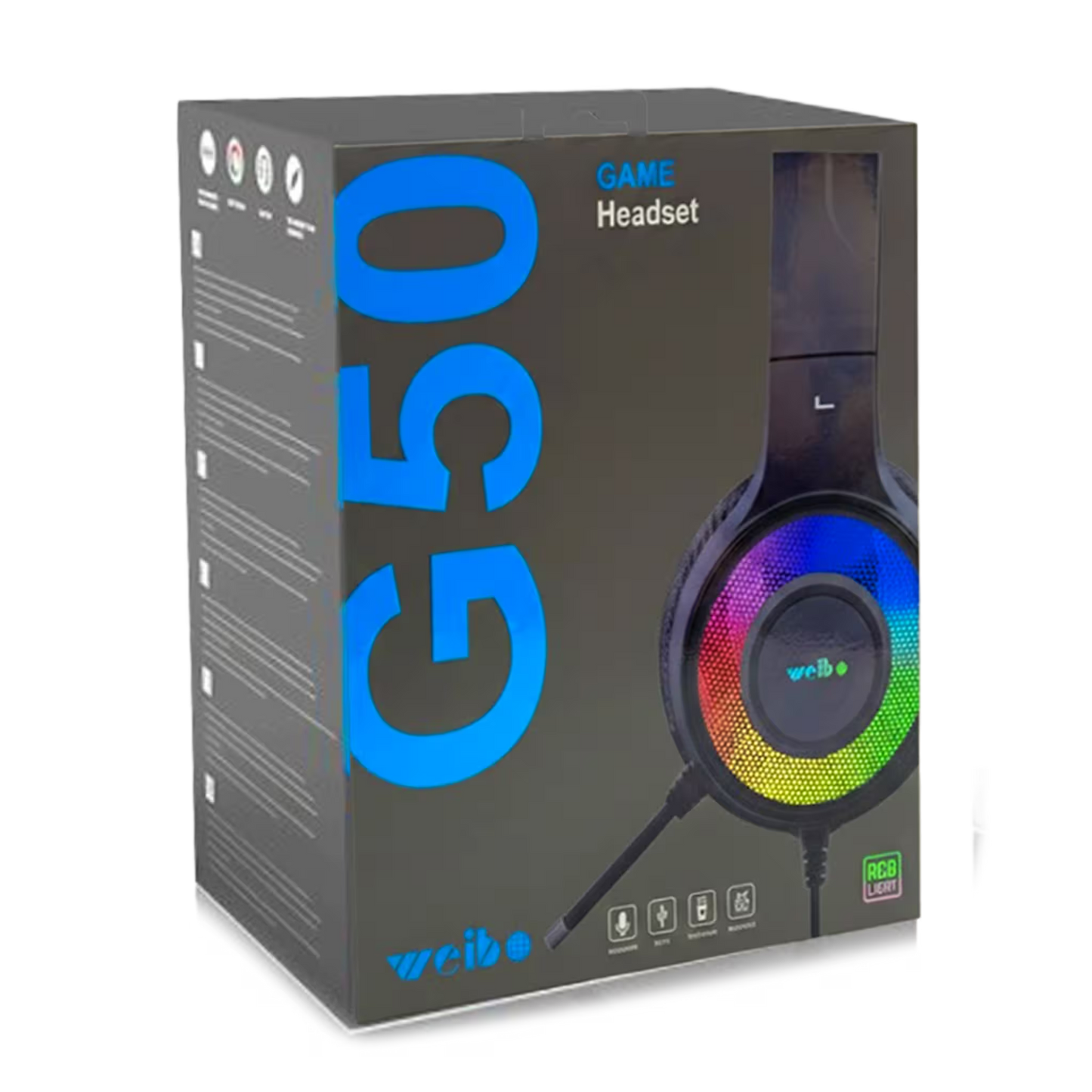 Diadema Gamer WEIBO G50 Sonido 7.1 USB RGB | Auriculares Gaming