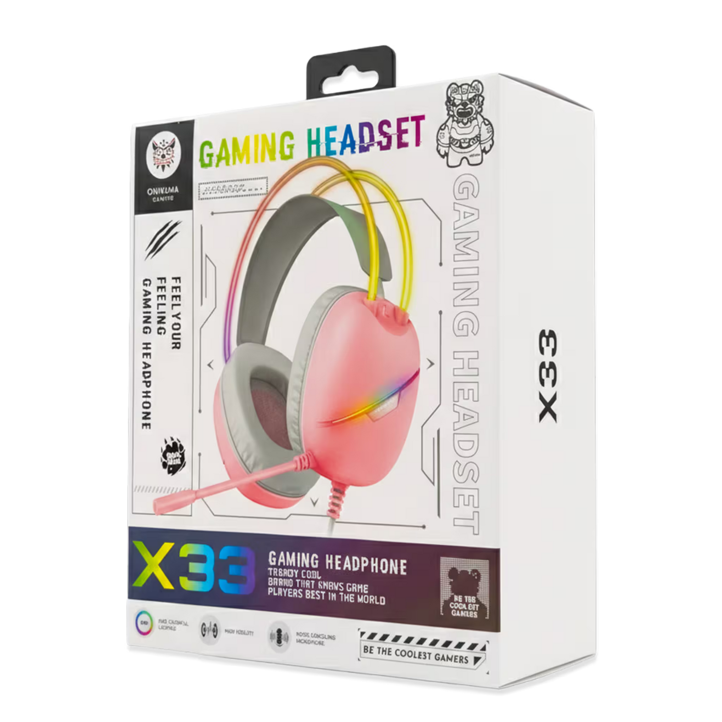 Diadema Gamer ONIKUMA X33 RGB Rosada Type-C - Audio Alta Fidelidad 50mm Para Ellas