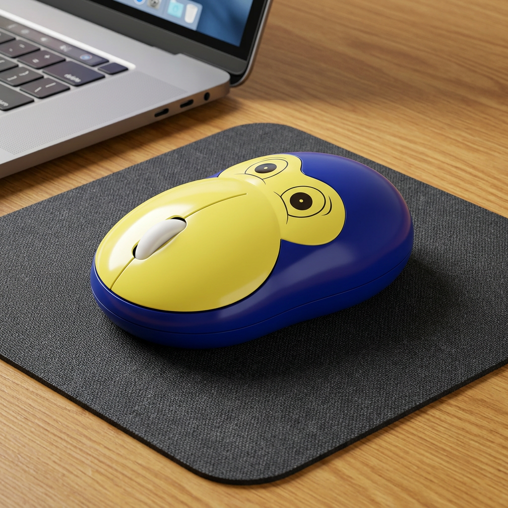 Mouse Inalámbrico Silencioso MOFII M7 Azul-Amarillo - Diseño Mono 1200 DPI 2.4G