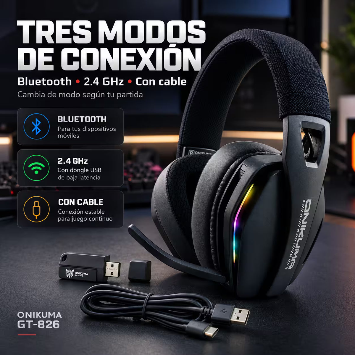 Diadema Gamer Inalámbrica ONIKUMA GT826