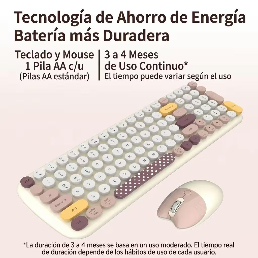 Combo Teclado y Mouse Geezer Candy Plus - Beige | Bluetooth + 2.4G | Teclas Desmontables | DPI 800/1200/1600