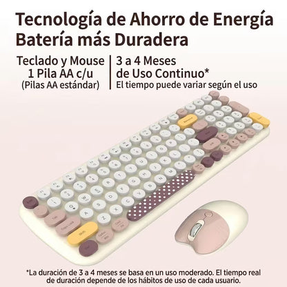 Combo Teclado y Mouse Geezer Candy Plus - Beige | Bluetooth + 2.4G | Teclas Desmontables | DPI 800/1200/1600