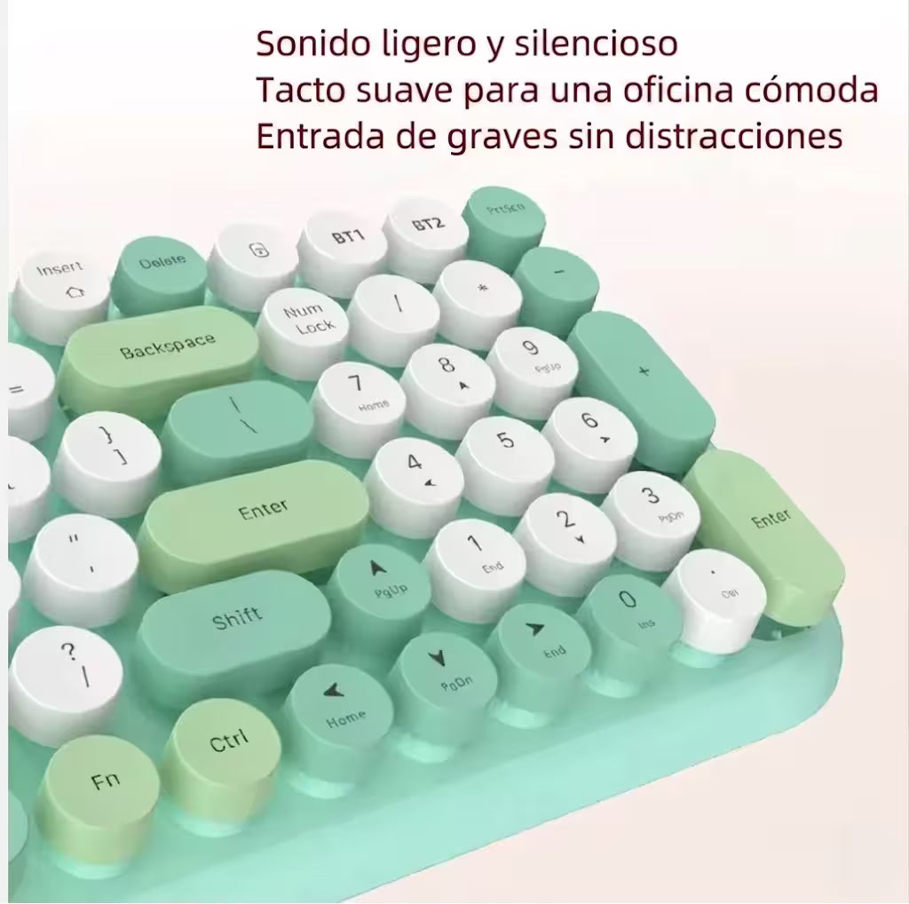 Combo Teclado y Mouse Geezer Candy Plus - Beige | Bluetooth + 2.4G | Teclas Desmontables | DPI 800/1200/1600