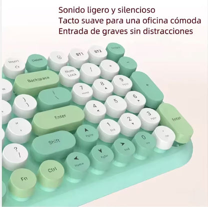 Combo Teclado y Mouse Geezer Candy Plus - Beige | Bluetooth + 2.4G | Teclas Desmontables | DPI 800/1200/1600