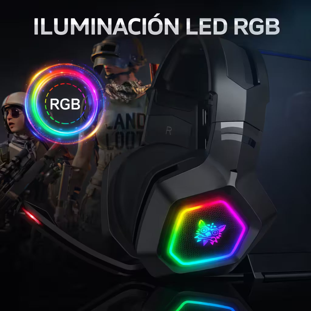 Diadema Gamer ONIKUMA K10 RGB Negra - Audio Alta Fidelidad 50mm Micrófono Oculto