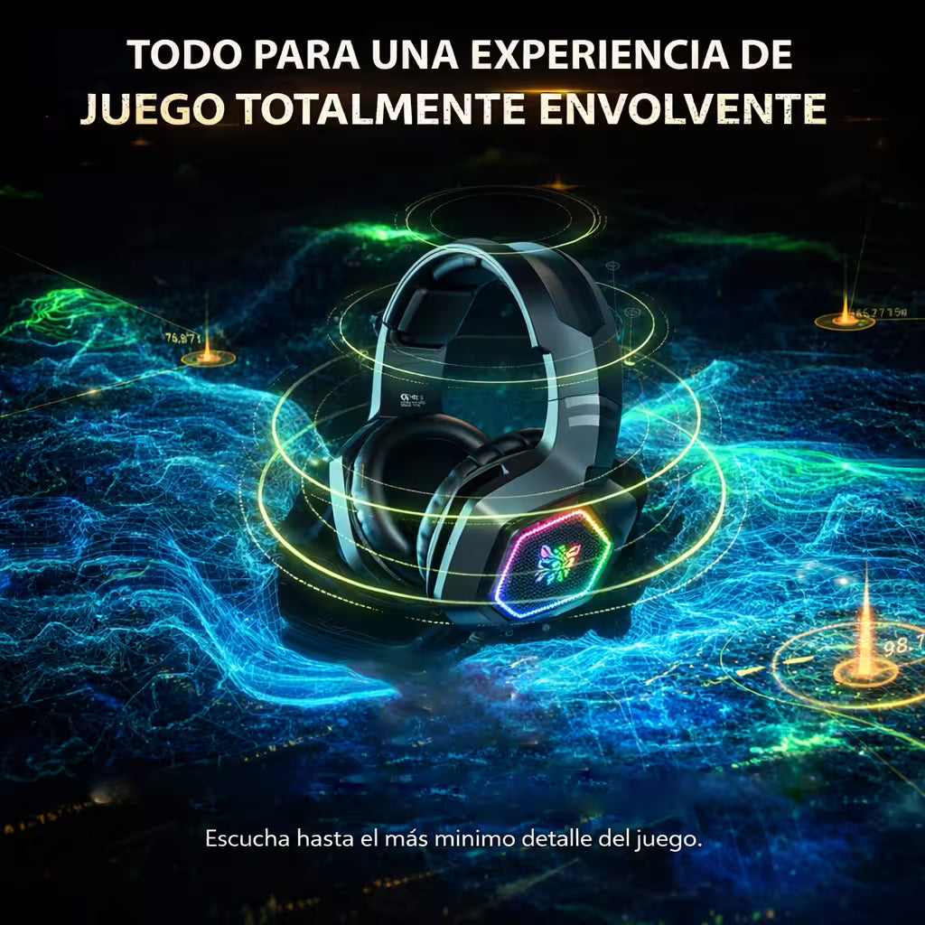 Diadema Gamer ONIKUMA K10 RGB Negra - Audio Alta Fidelidad 50mm Micrófono Oculto